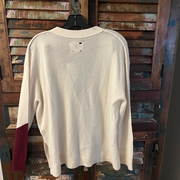 NWT Label Intarsia Cardigan Sweater Merino and Cashmere Blend Cream Large - Picture 4 of 4
